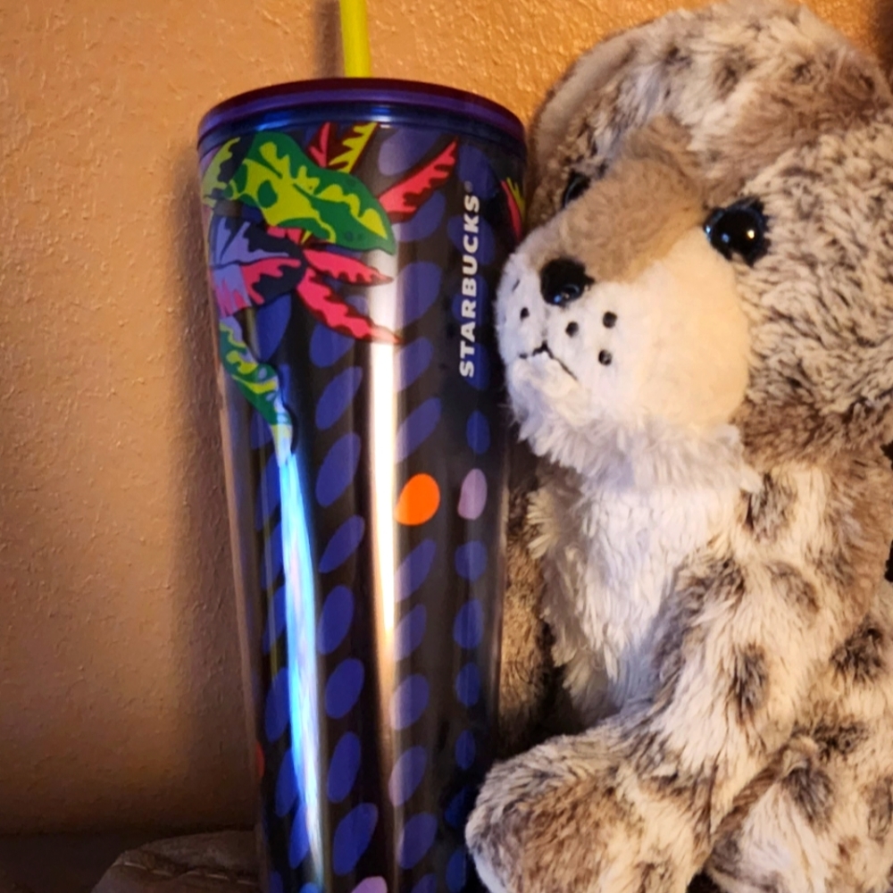 STARBUCKS Purple Cold Cup w/ Straw